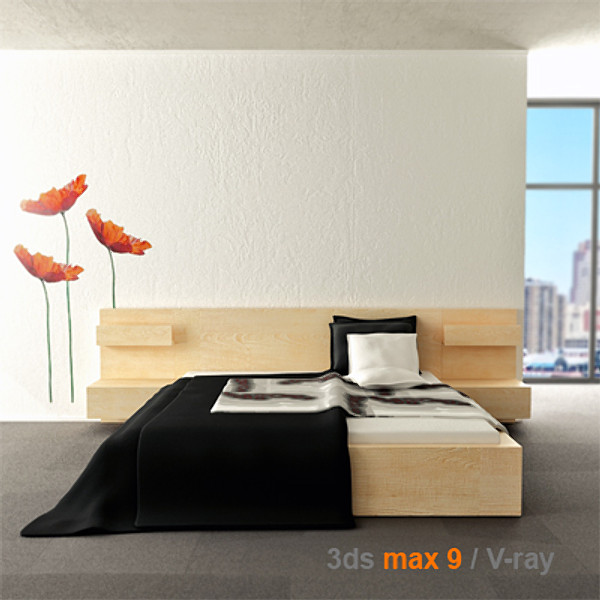 obj architectural visualization bedside cabinet - MALM bed 180 with bedside cabinet by lajhar